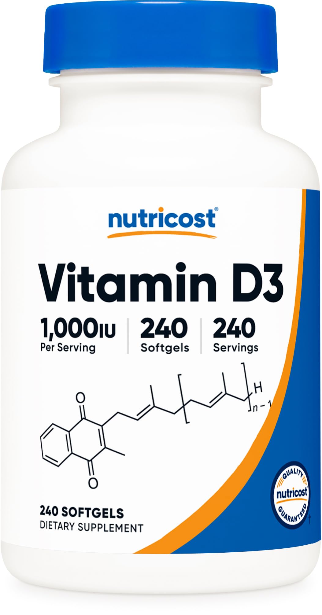 Nutricost Vitamin D3 1000iu Softgels, 240 Softgels