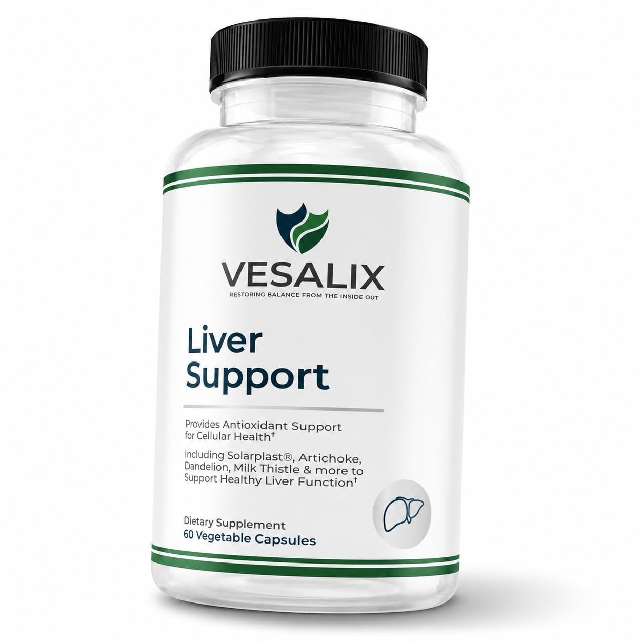 VESALIX Liver Support with Solarplast, Milk Thistle, Artichoke & Dandelion Capsule, 60 Count