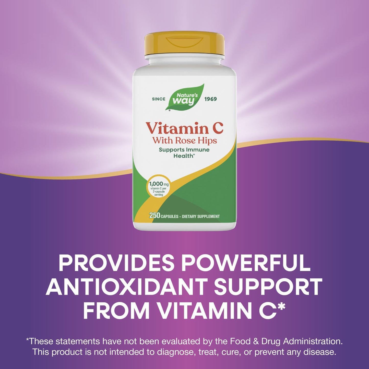 Nature's Way Vitamin C with Rose Hips Capsules, 250 Count