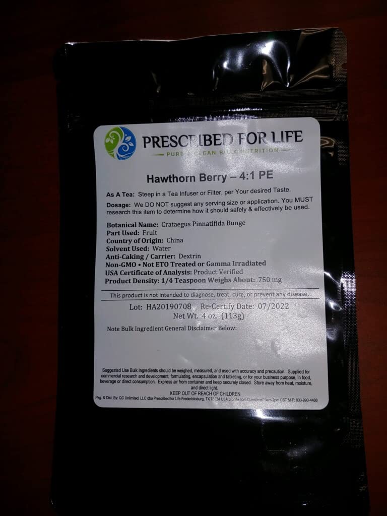 Prescribed For Life Hawthorn Berry 4:1 Extract Powder, 1 Count