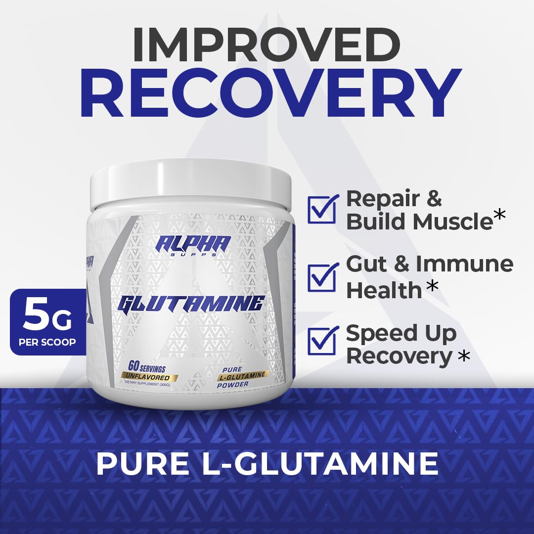 Alpha Supps Pure L-Glutamine Powder, 60 Servings