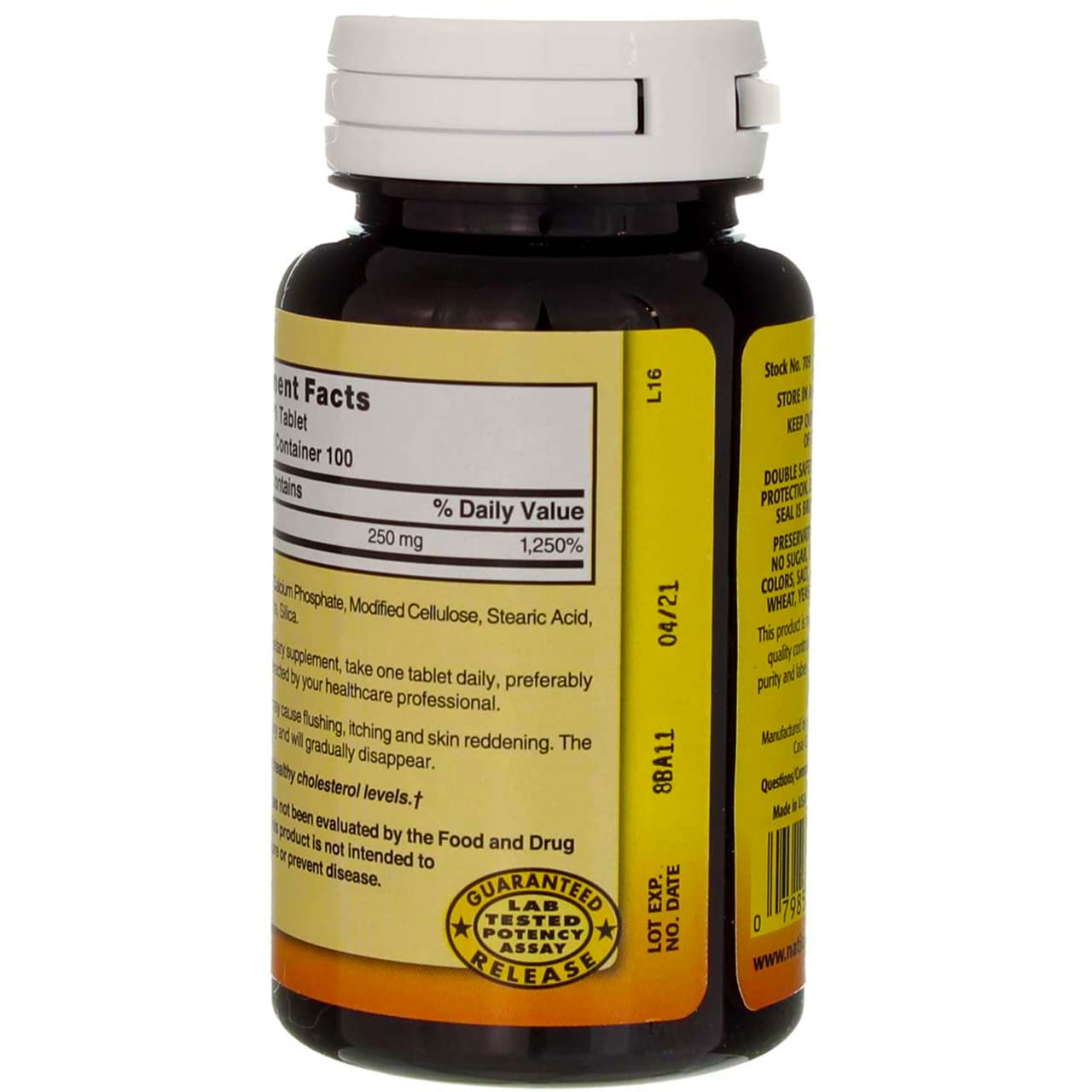 Nature's Blend Niacin Timed Release 250 mg Tablet, 100 Count