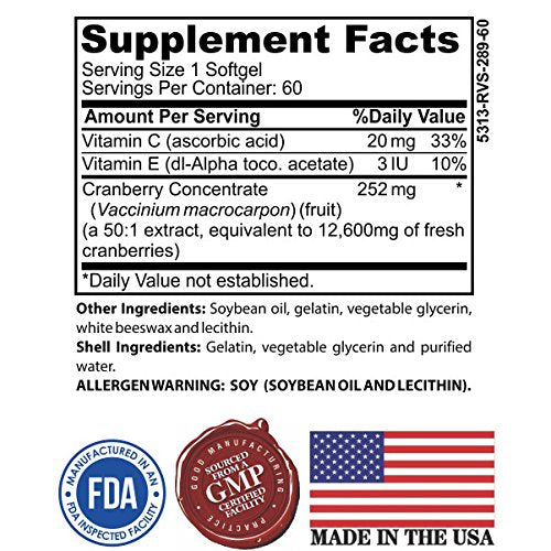 Lady Soma Cranberry Concentrate Urinary Tract (UTI) Support Soft Gels 60
