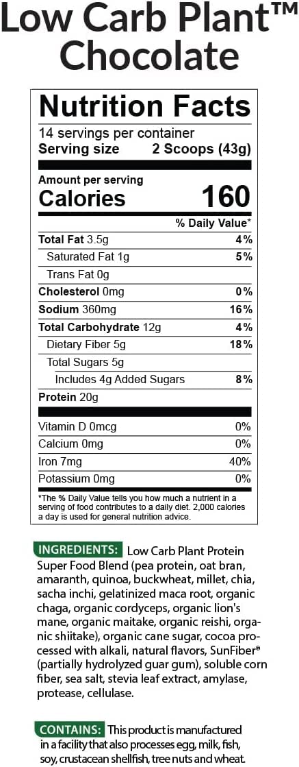 BioTrust Low Carb Plant Protein Powder 20.1 g Protein per Serving