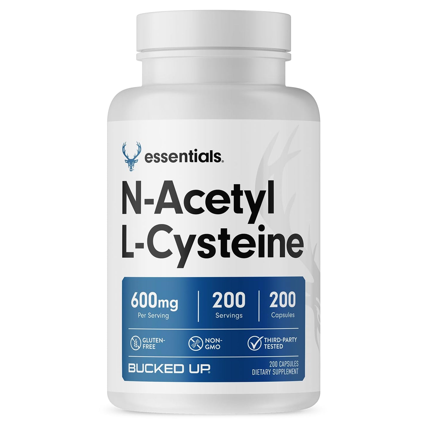 Bucked Up NAC Supplement (N-Acetyl Cysteine) 600mg Per Serving Essentials, 200 Capsules