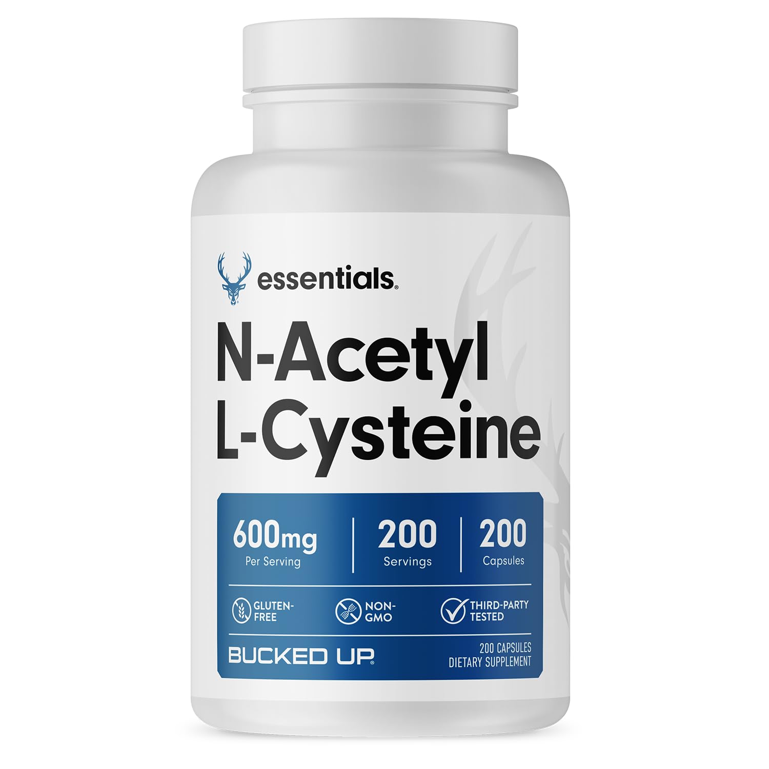 Bucked Up NAC Supplement (N-Acetyl Cysteine) 600mg Per Serving Essentials, 200 Capsules