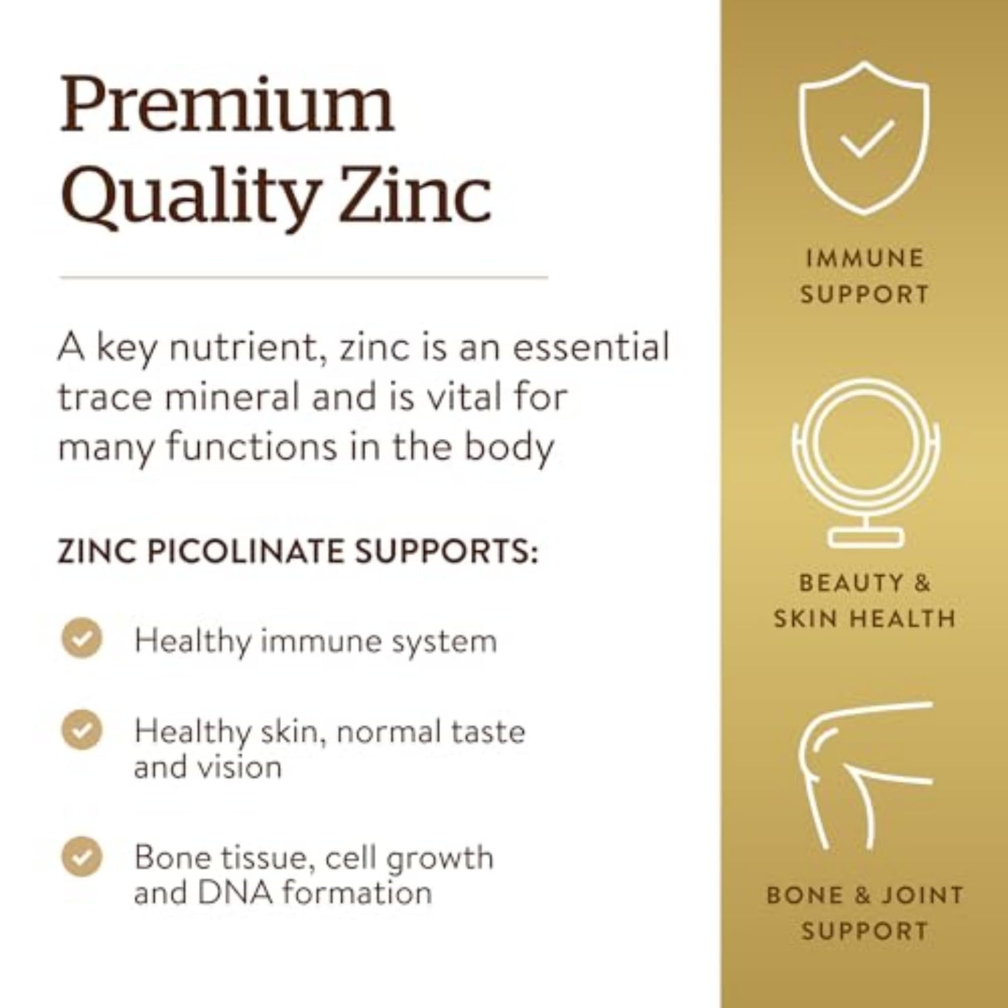 Solgar Zinc Picolinate 22 mg, 100 Tablets