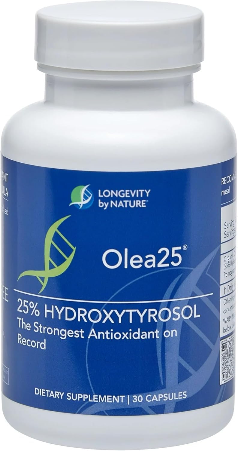 Longevity by Nature Hydroxytyrosol Supplement Olea25 Organic Olive Leaf Extract Capsules, 90 Count