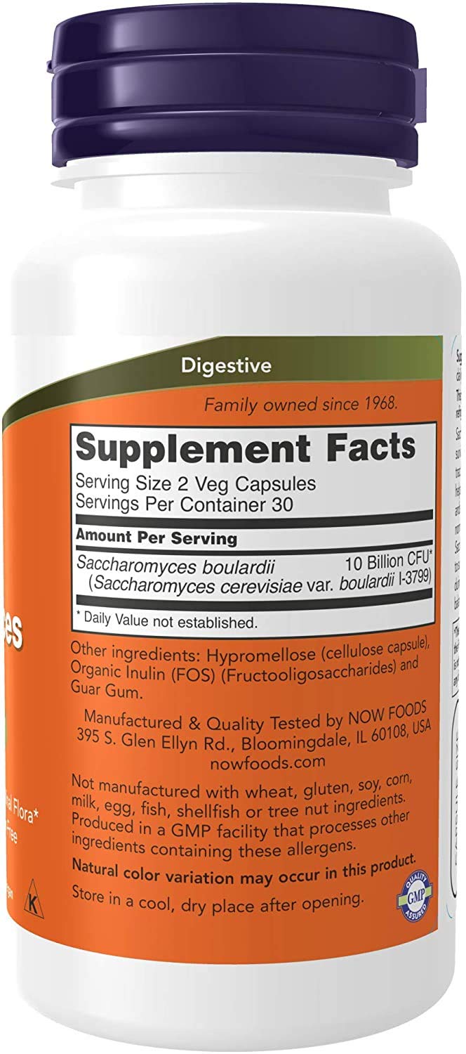 NOW Foods Saccharomyces boulardii Capsule, 120 Capsules