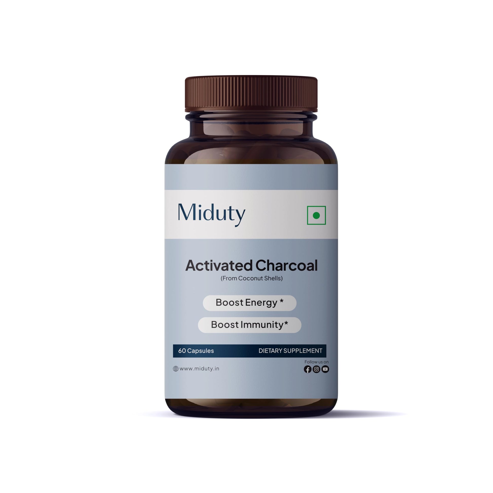 Miduty Activated Coconut Charcoal 60 Capsules