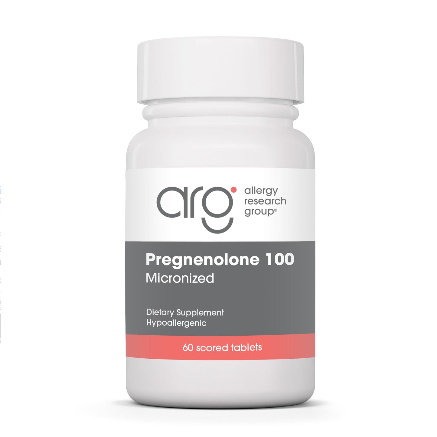 Allergy Research Group ARG Pregnenolone 100 mg - Micronized Hormone Precursor Support - Highly Bioavailable - Hypoallergenic Tablet, 60 Tablets