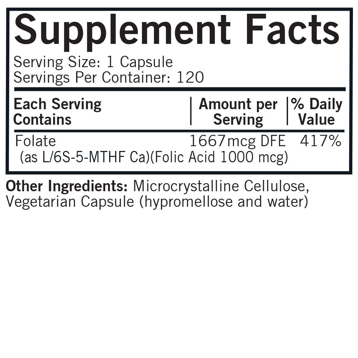 Kirkman 5-MTHF - 5-METHYLTETRAHYDROFOLATE Capsule 180