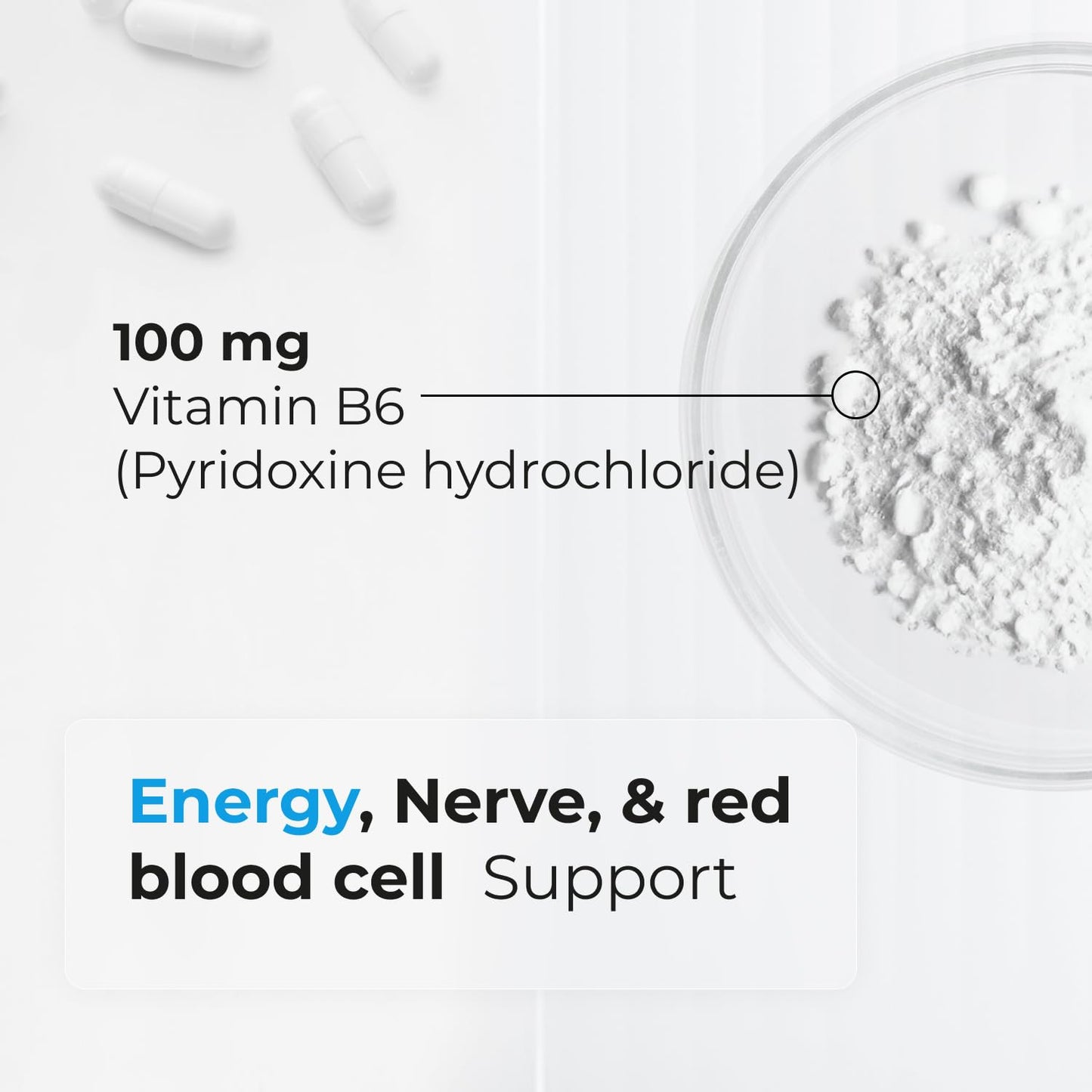 Biogenique Vitamin B6 100 mg Capsules, 60 Count