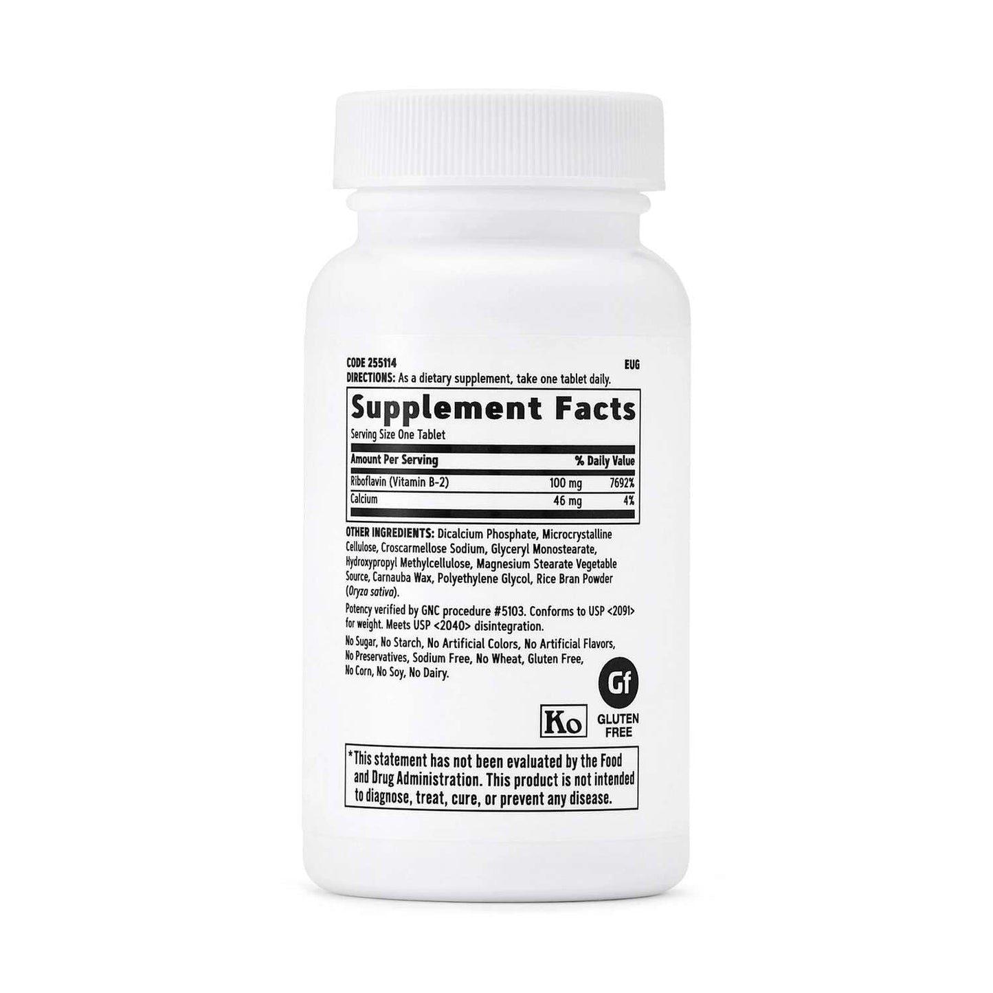 GNC Vitamin B2 100mg Supplement Tablets, 100 Count