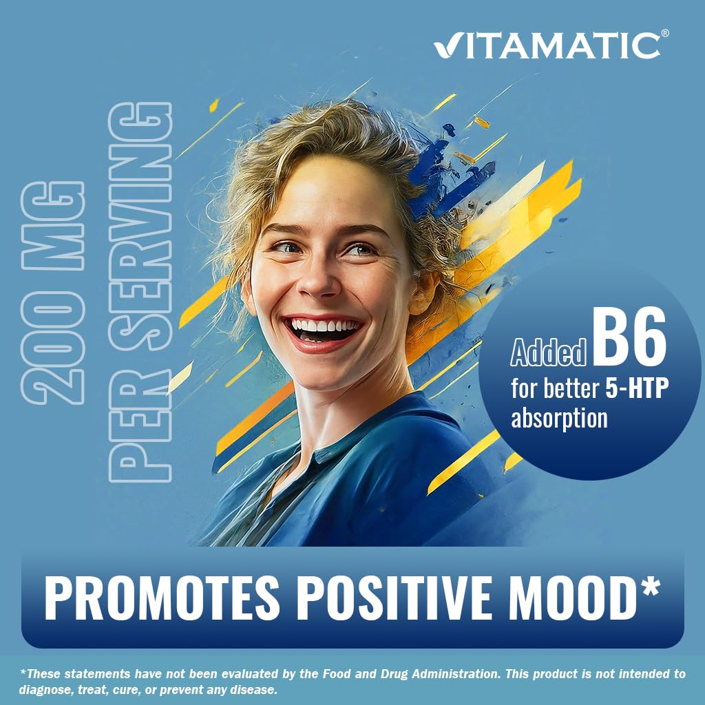 Vitamatic 5-HTP 200mg with B6 5mg Per Serving Capsules, 480 Count