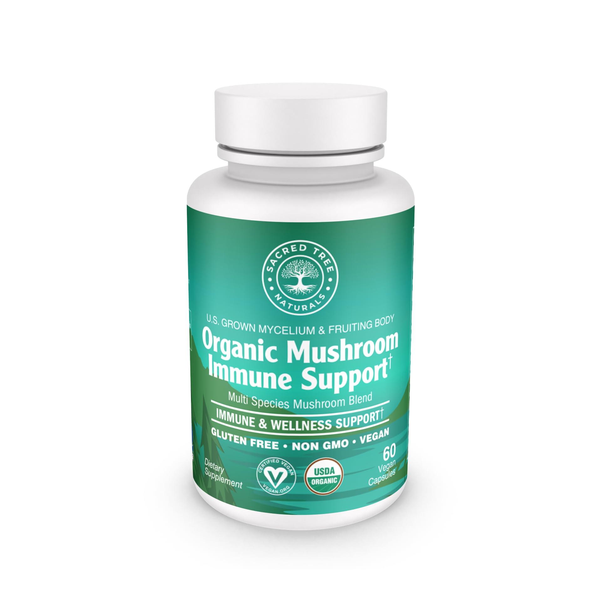 Sacred Tree Naturals Organic Mushroom Immune Support Capsules, 60 Capsules