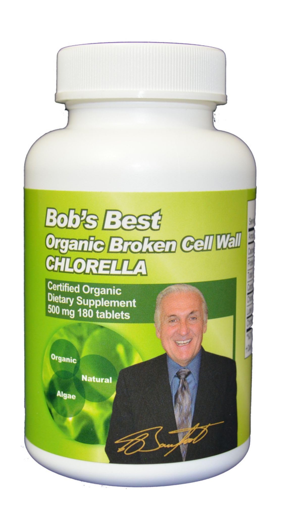 Robert Barefoot Bob's Best Organic Broken Cell Wall Chlorella Tablets, 180 Tablets