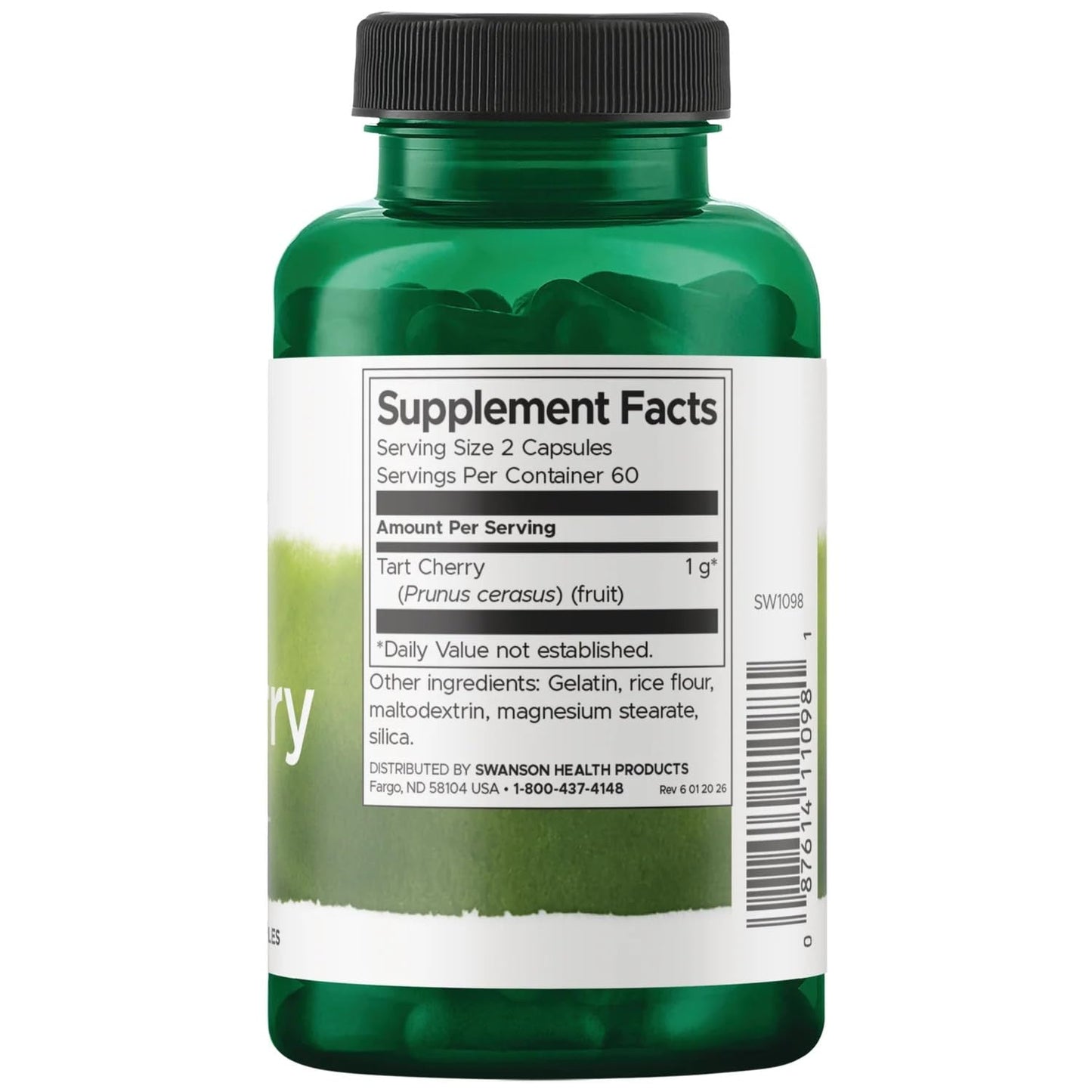 Swanson Tart Cherry 500 mg Capsules, 120 Count