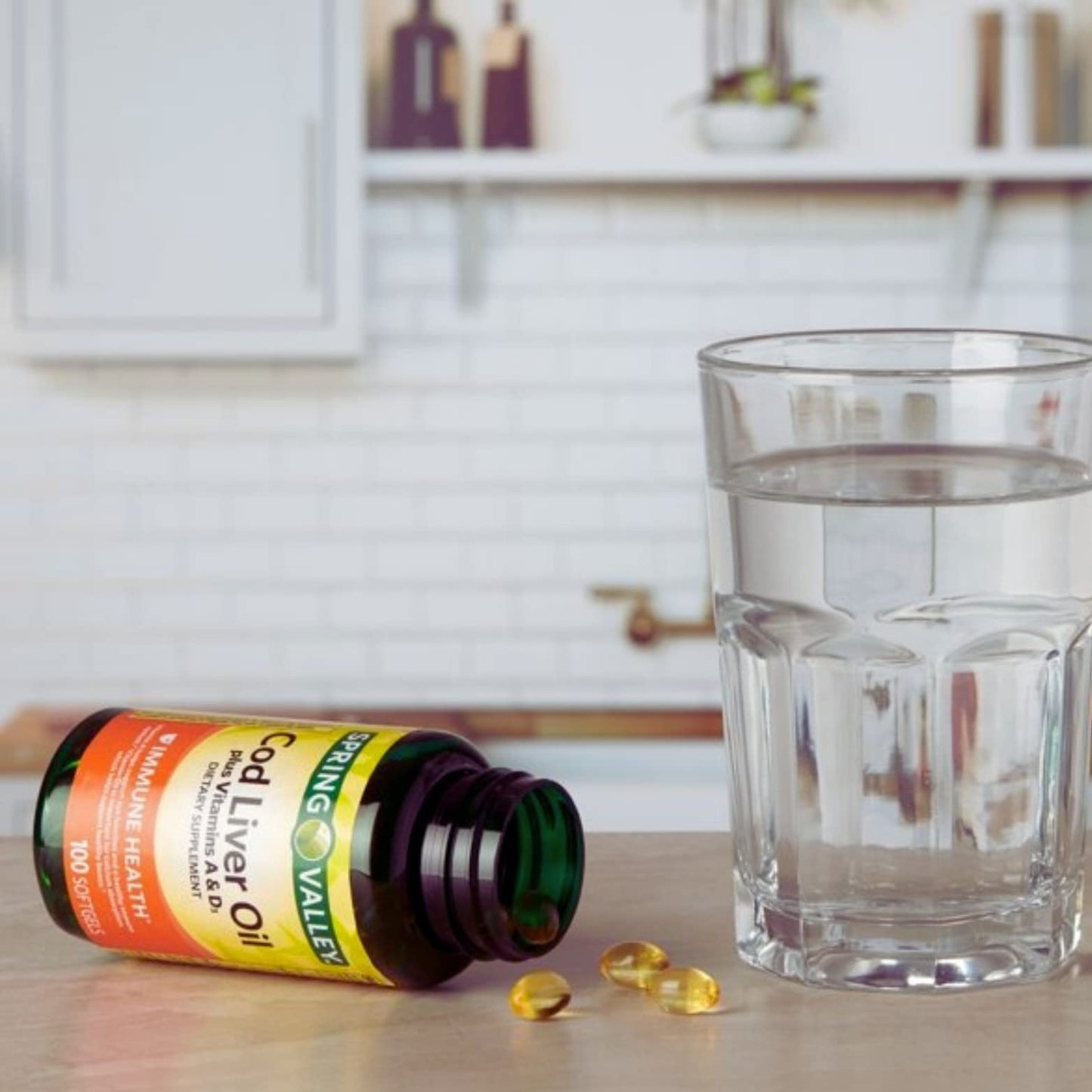 Spring Valley Cod Liver Oil with Vitamin A & D Softgels, 100 Count