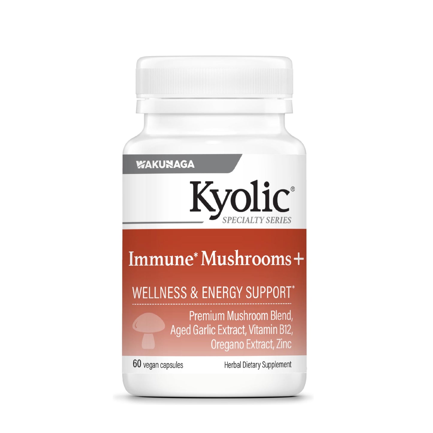 Kyolic Immune Mushrooms+ Mushroom & Herbal Dietary Supplement Capsules, 60 Count