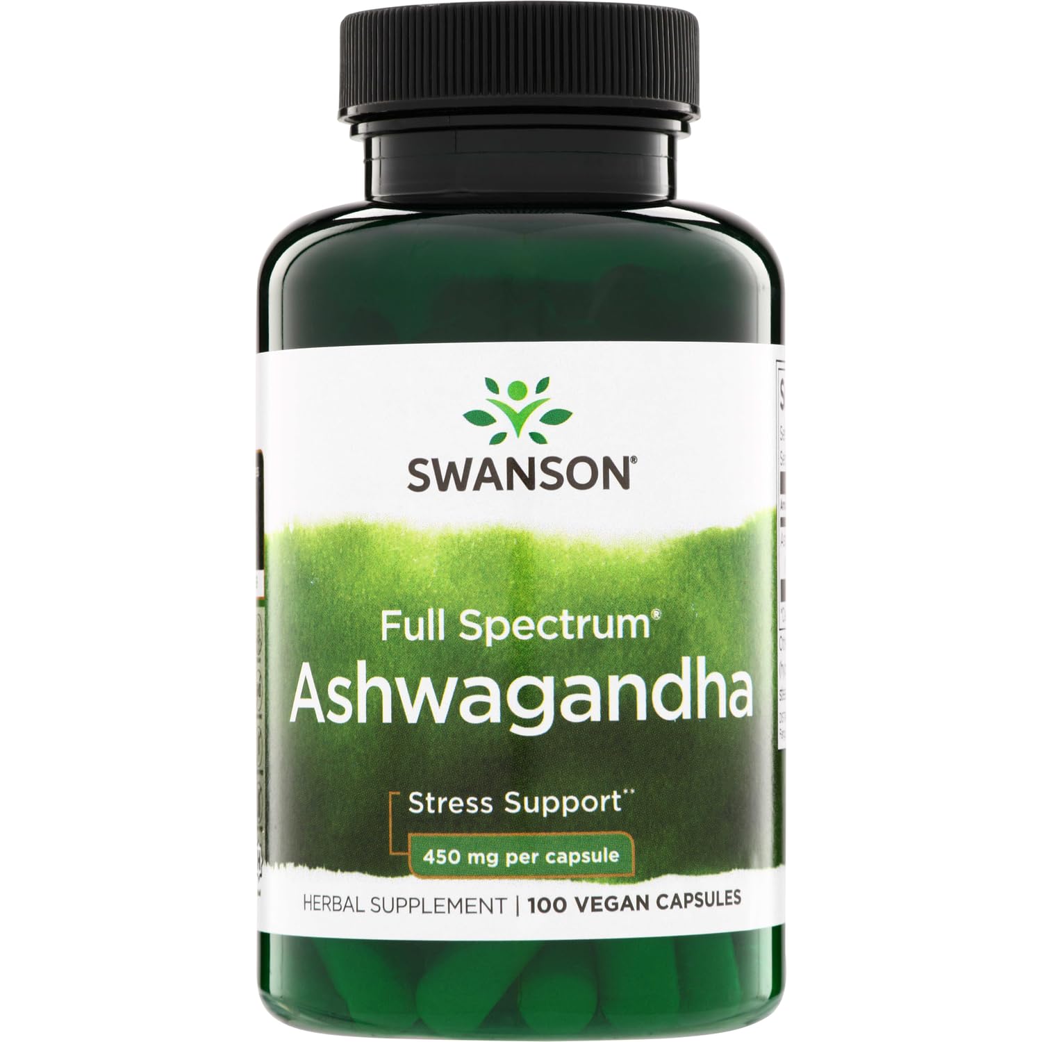 Swanson Full Spectrum Ashwagandha 450 mg Vegan Capsules, 100 Count
