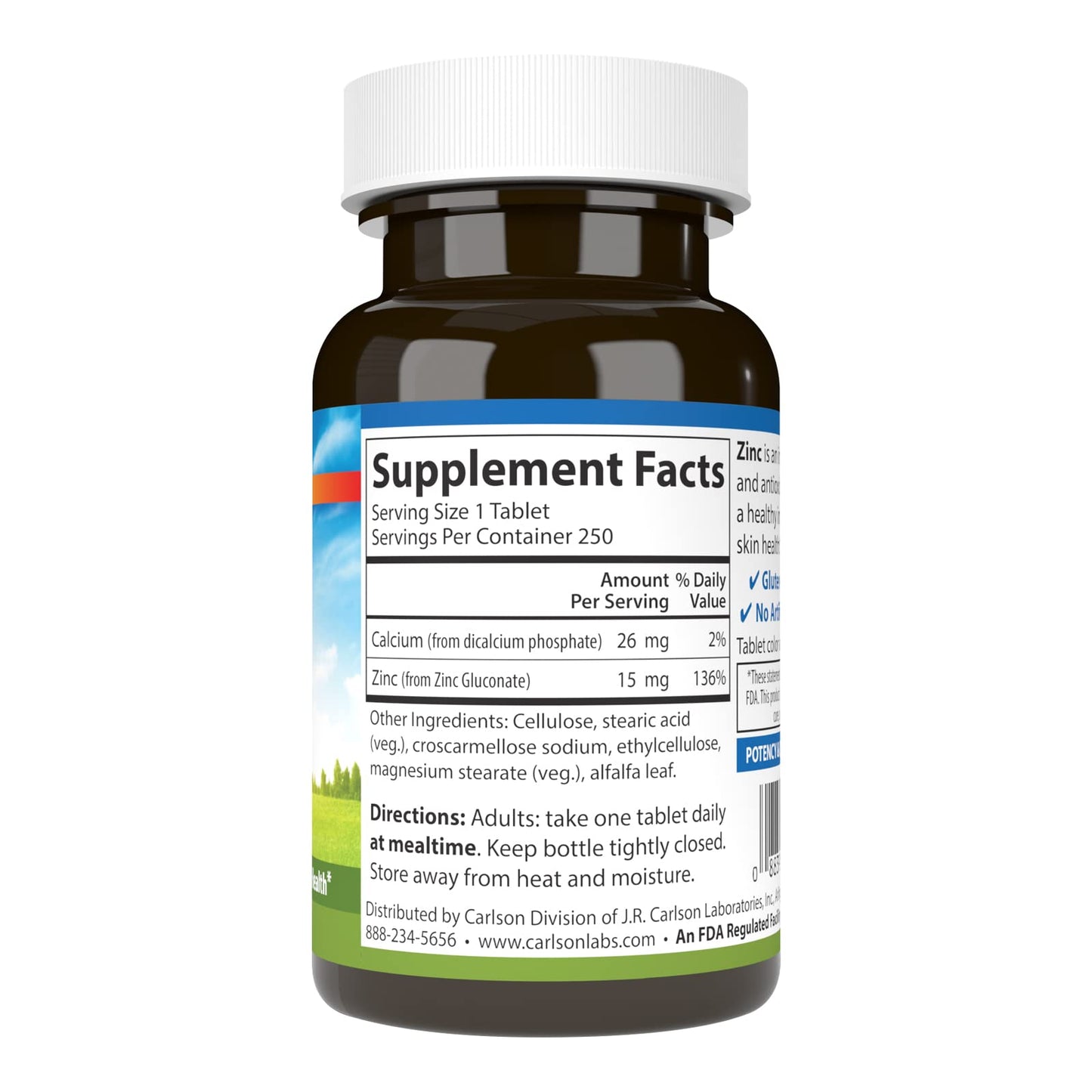 Carlson Zinc 15 mg – Zinc Gluconate Supplement for Immune Support & Skin Health – Antioxidant Zinc Softgels 250 Count