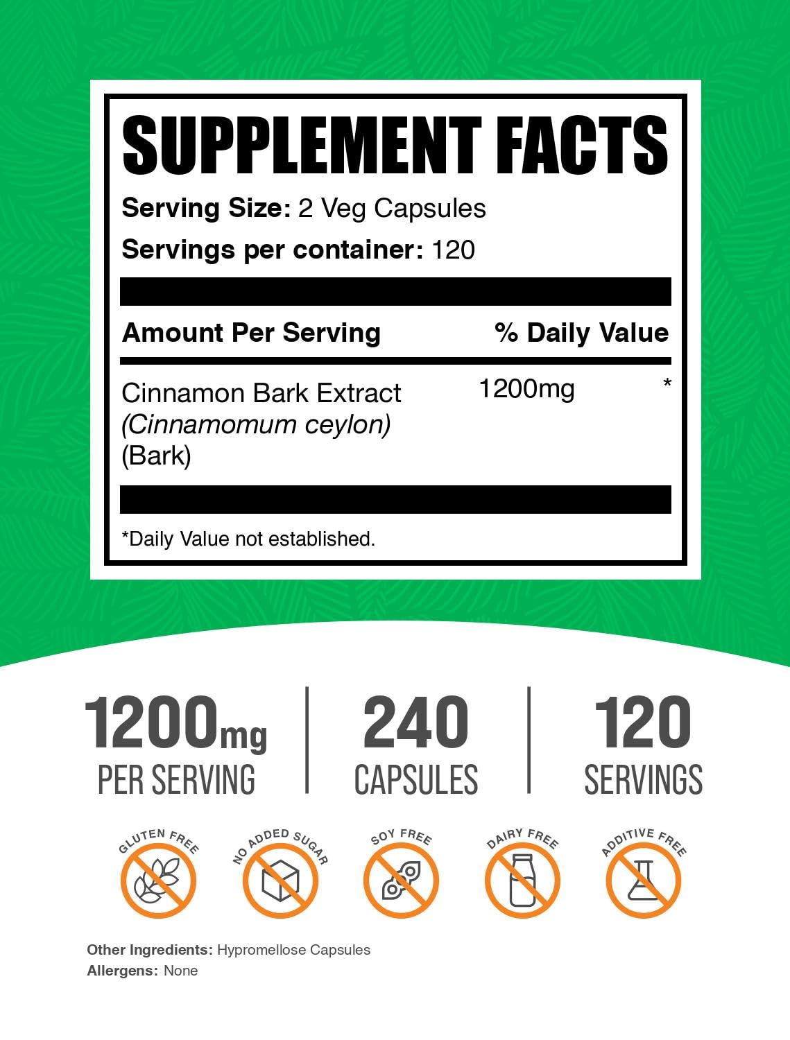 BulkSupplements Cinnamon Bark Extract Capsules 240 Count
