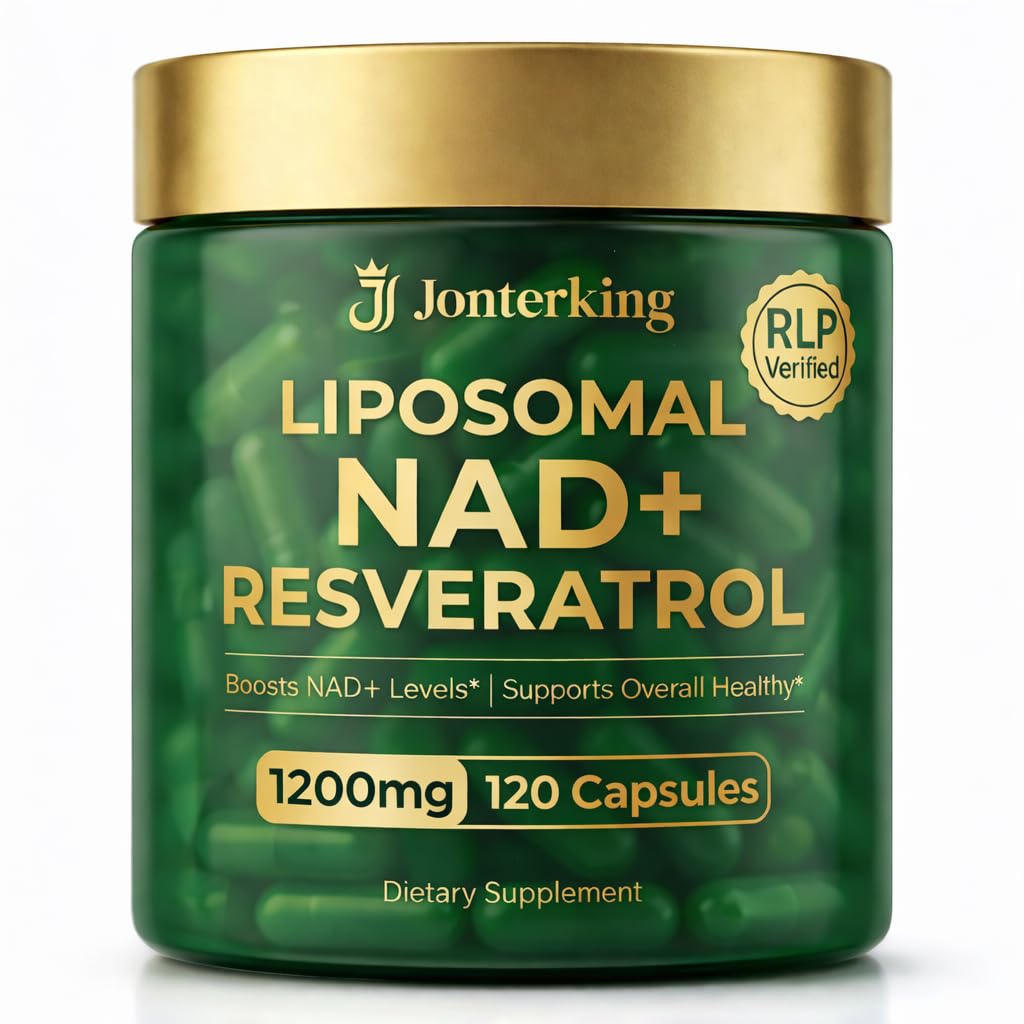 JonterKing NAD+ Supplement Capsule, 1200mg Per Serving, Nicotinamide Riboside Malate with Trans-Resveratrol, Quercetin & CoQ10, 120 Veggie Capsules