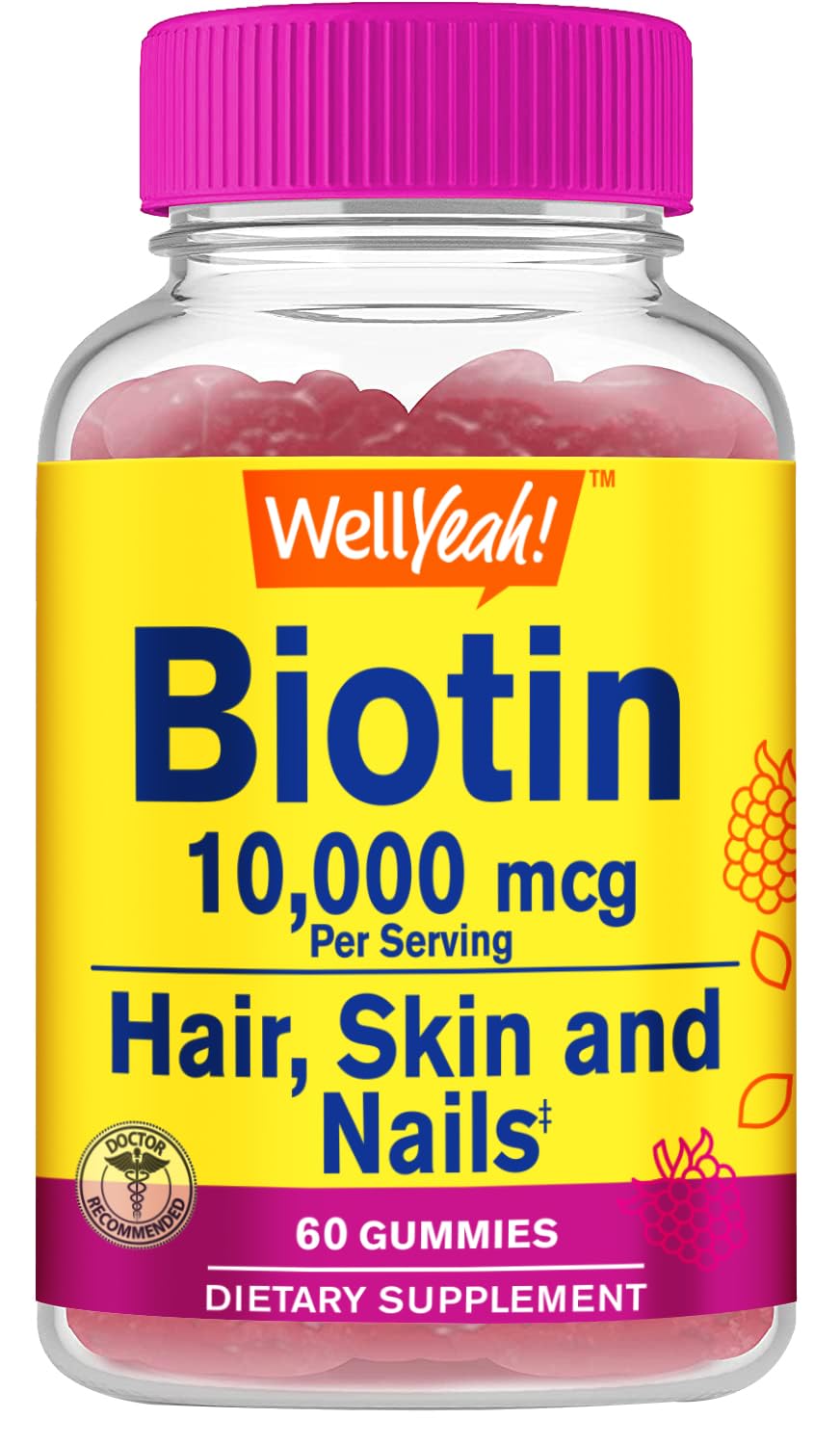 WellYeah Biotin 10,000 mcg Gummies, 60 Gummies