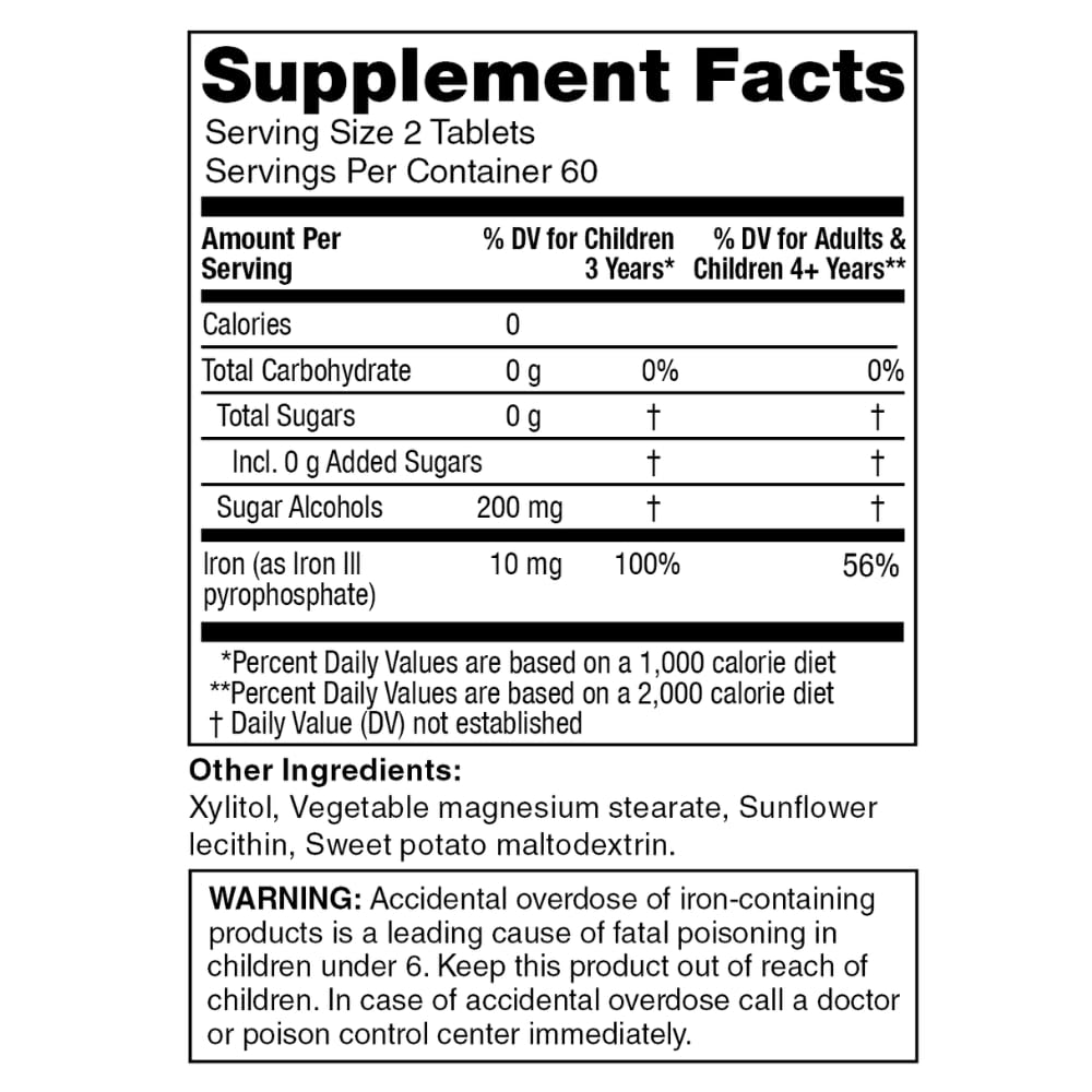 KidStar Nutrients BioFe Pure Iron Tablet, 120 Tablets