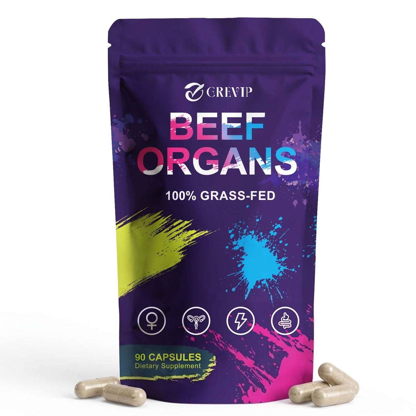 GREVIP Beef Organ Supplement for Women Capsules, 90 Count