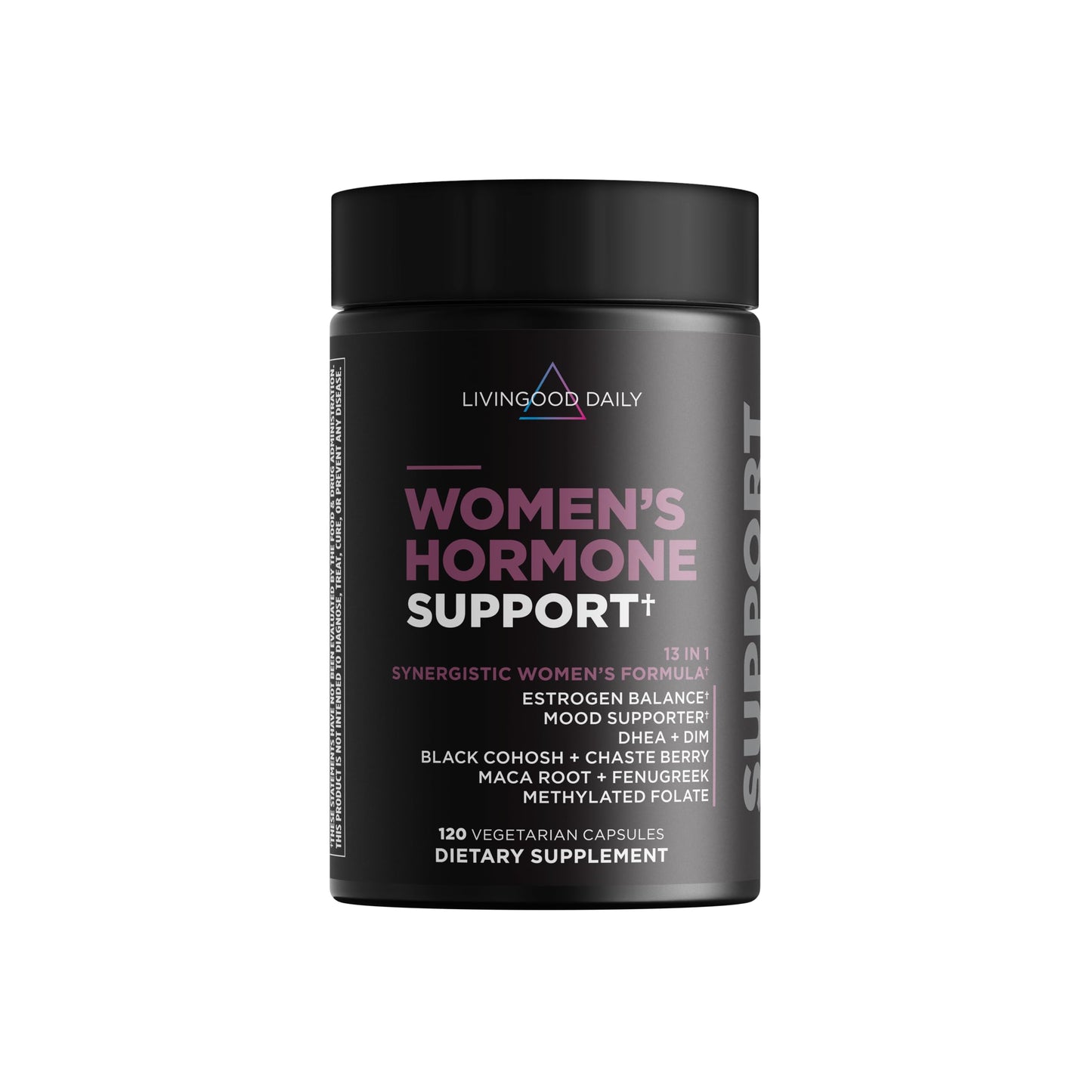 Livingood Daily Women’s Hormone Support Supplement, Estrogen Balance with Fenugreek, Black Cohosh, Chasteberry, DIM, Natural PMS & Menopause Support, Non-GMO, Gluten Free, Vegetarian Capsules, 120 Count
