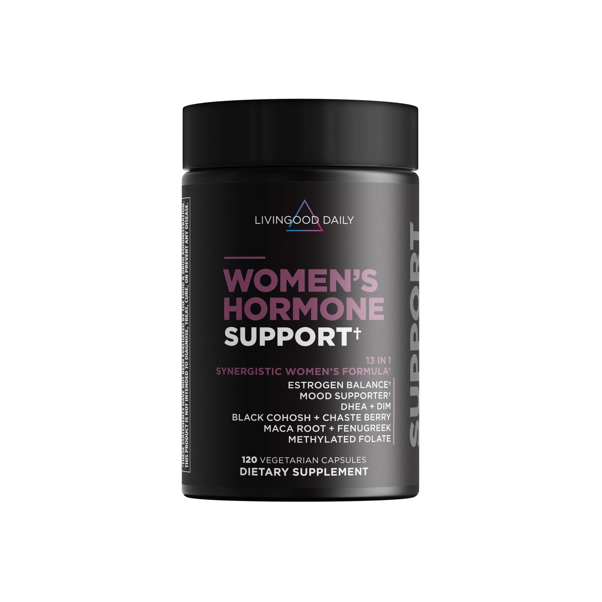Livingood Daily Women’s Hormone Support Supplement, Estrogen Balance with Fenugreek, Black Cohosh, Chasteberry, DIM, Natural PMS & Menopause Support, Non-GMO, Gluten Free, Vegetarian Capsules, 120 Count