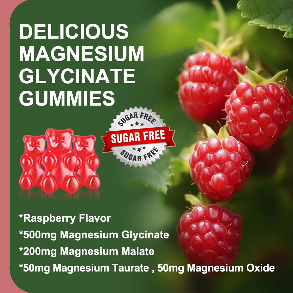 LUCNVEM Magnesium Glycinate Gummies, Sugar Free, 120 Gummies