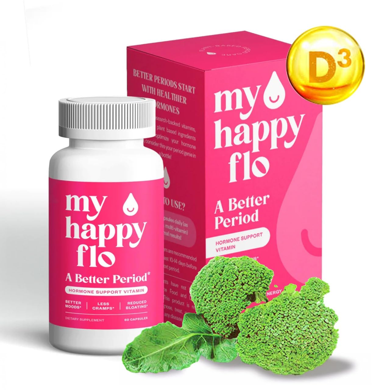 My Happy Flo Heavy Period Relief Supplement, Cramps & Bloating, 60 Capsules