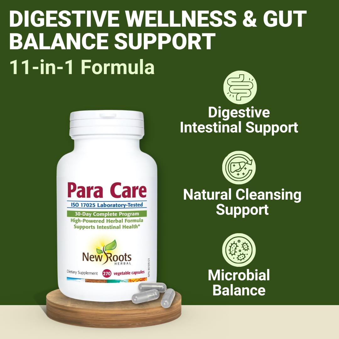 New Roots Herbal para Care 11-in-1 Herbal Formula 30-Day Gut Detox Cleanse Supplement Capsules, 270 Capsules