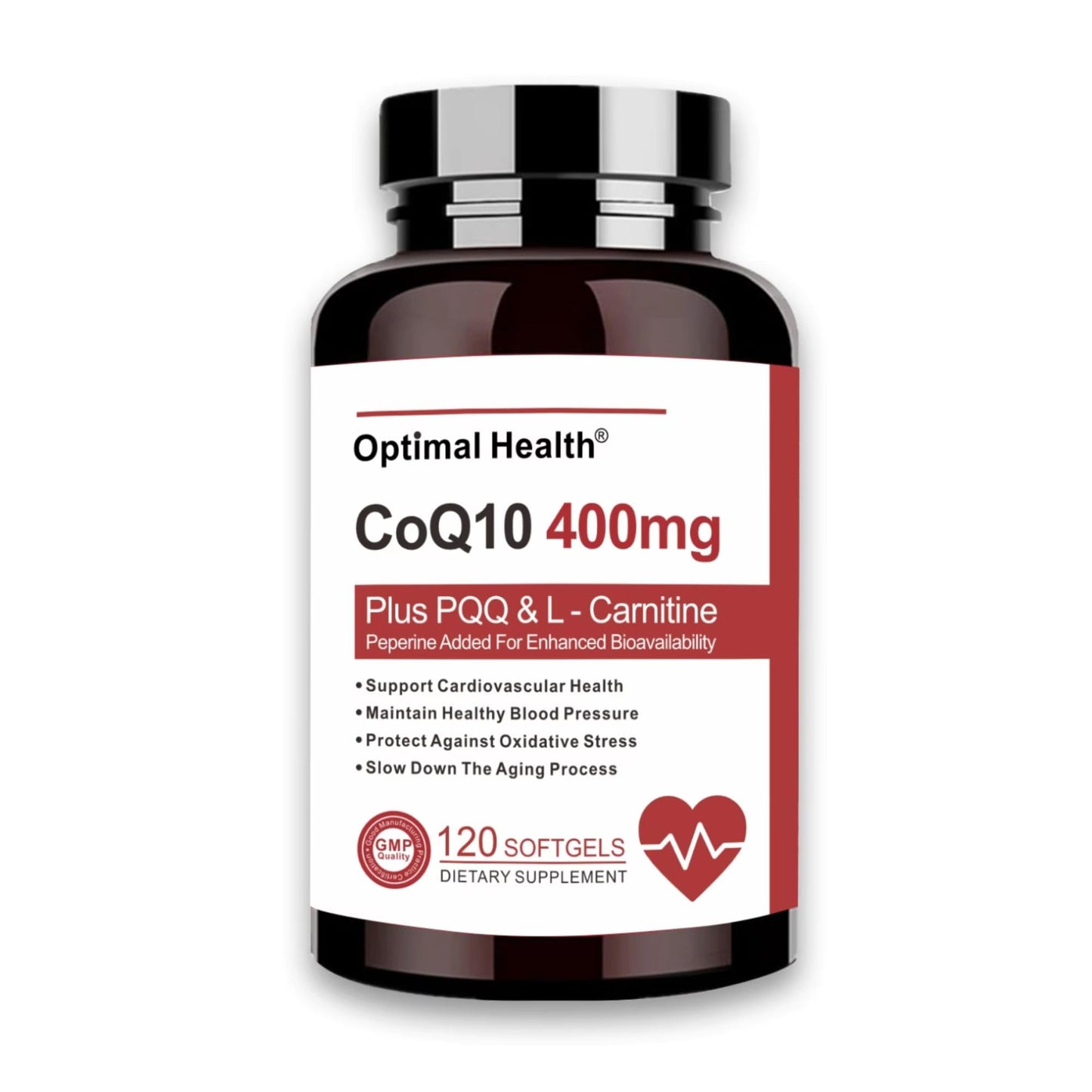Optimal Health CoQ10 400mg Softgels with BioPerine for Absorption, L-Carnitine, PQQ & Omega-3s, Antioxidant for Heart Health & Energy Production, 120 Softgels
