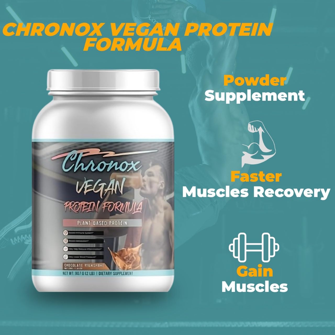 Chronox Vegan Protein Powder, Chocolate Flavor, 1 Count