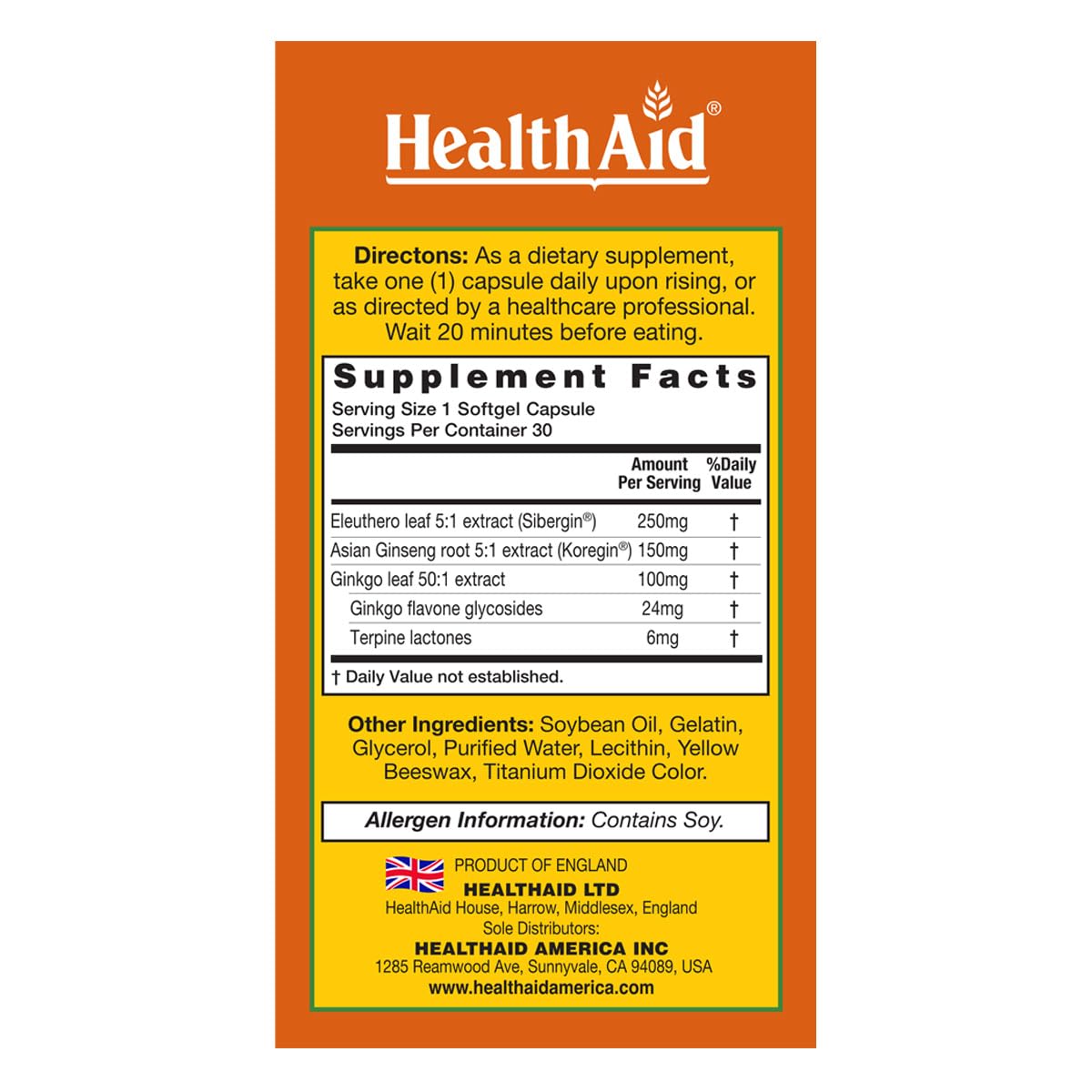 HealthAid Ginkgo Vital 3 Capsules, 30 Count