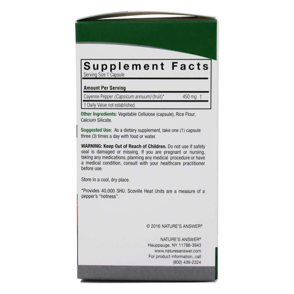Nature's Answer Cayenne Pepper Powder Capsule 90 Count