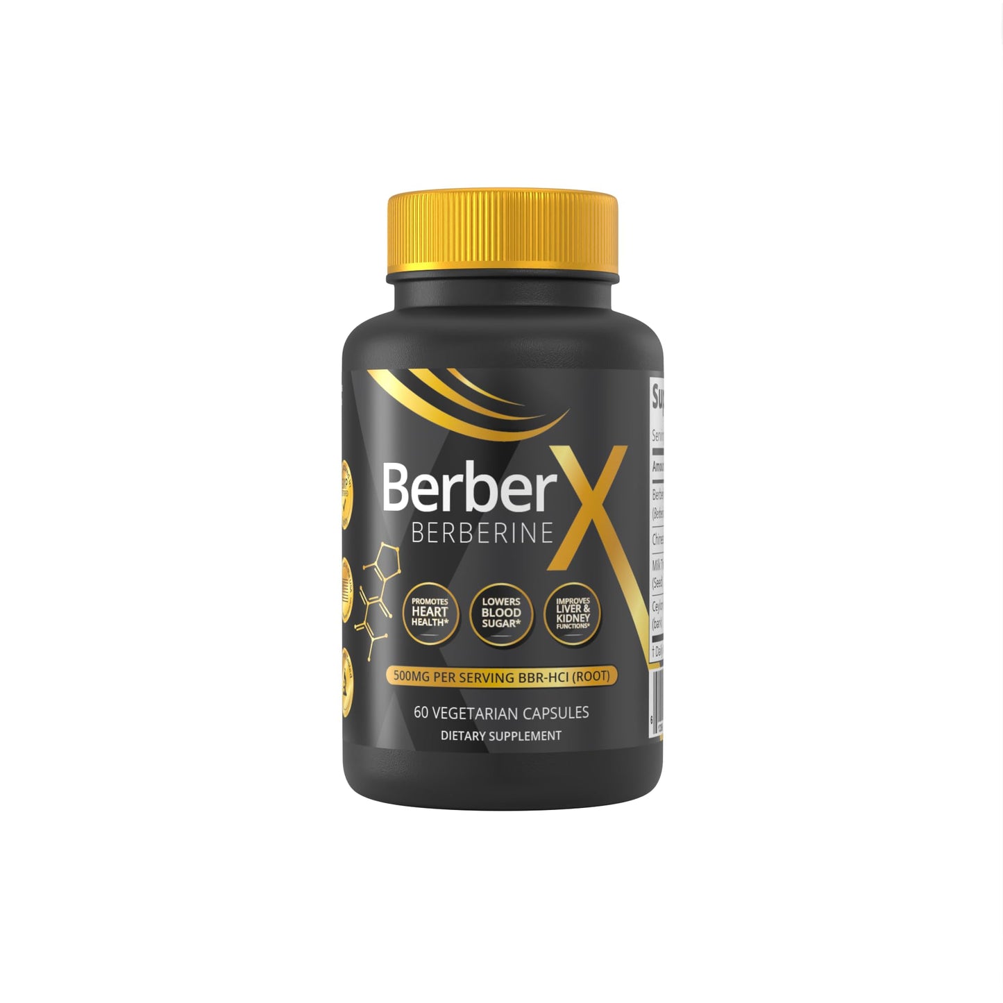 BerberX Berberine 500mg with Milk Thistle, Ceylon Cinnamon & Chinese Skullcap Capsules, 60 Count