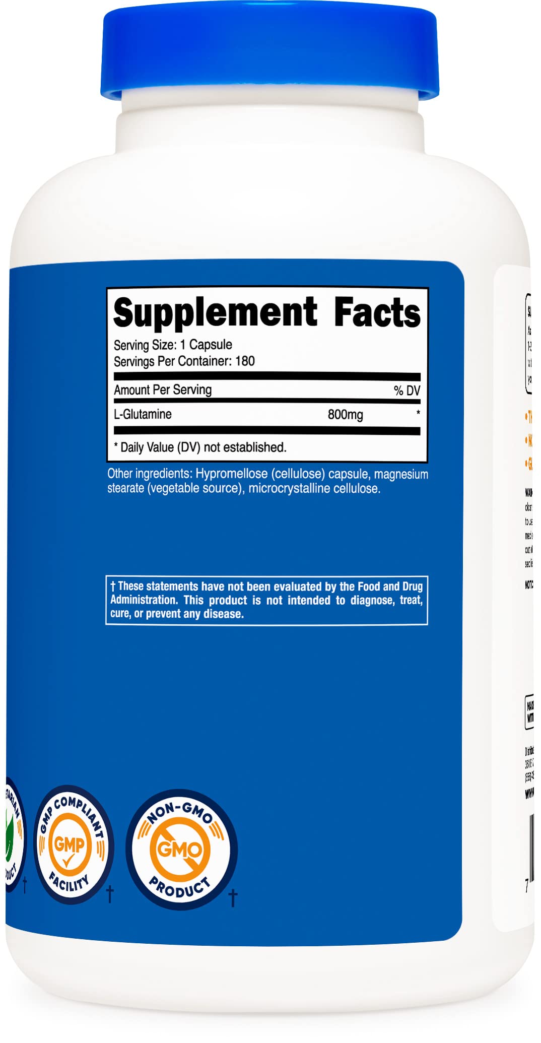 Nutricost L-Glutamine 800mg Capsules, 540 Capsules