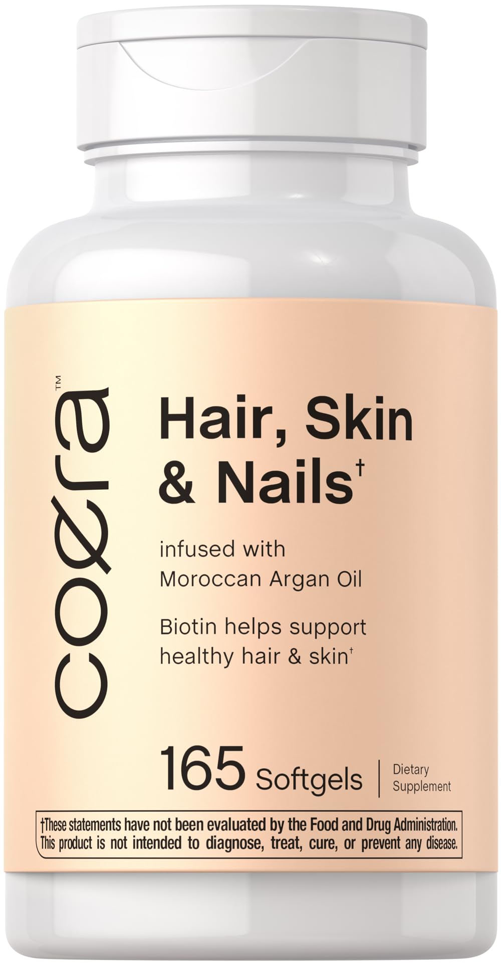Coera Hair, Skin and Nails Vitamins with Collagen, Biotin & Moroccan Argan Oil Softgels 165 Count