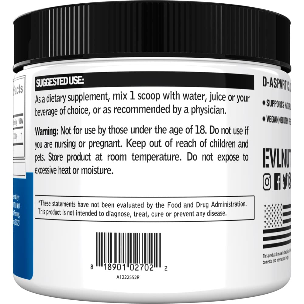 Evlution D-Aspartic Acid Testosterone Booster Powder 3.3 Ounce