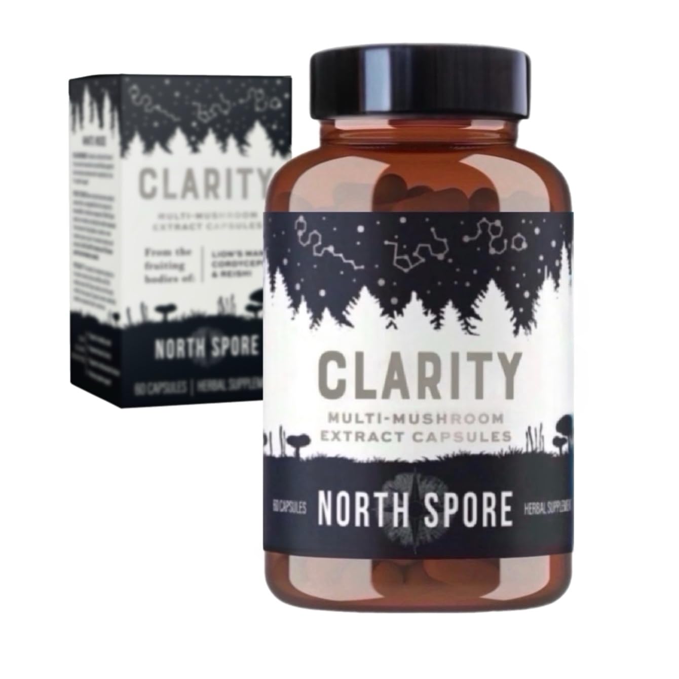 North Spore Organic Clarity High Potency Mushroom Capsules, 60 Count