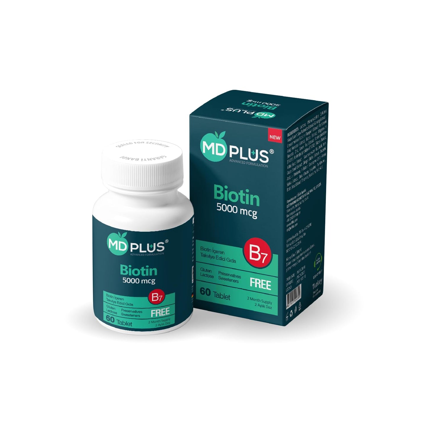 HairMD Md Plus Advanced Hair Biotin 5000 mcg Tablets, 60 Count