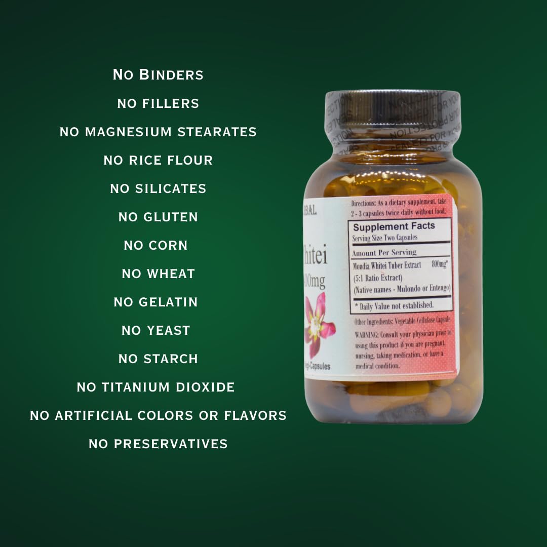 Barlowe's Herbal Elixirs Mondia Whitei 5:1 Extract 400mg Per Capsule, 60 Capsules