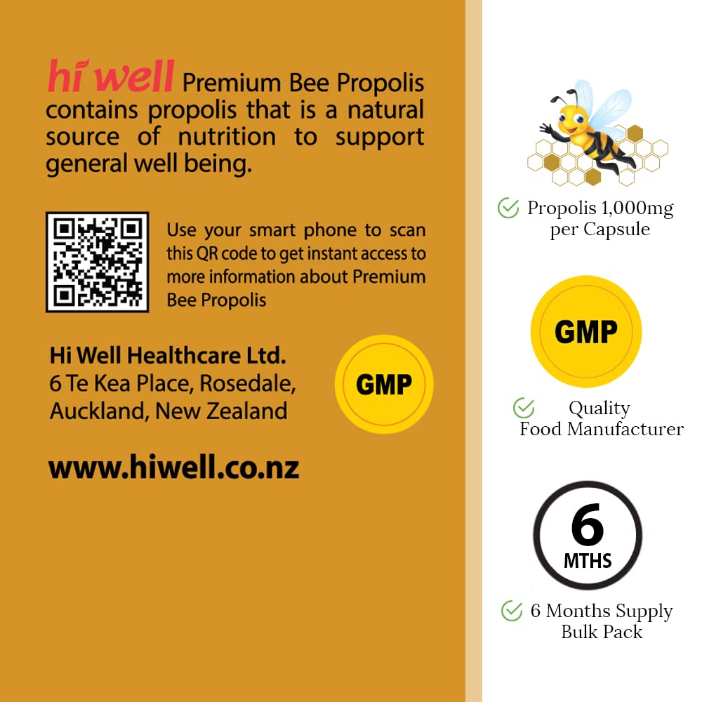 Hi Well Pure & Natural New Zealand Premium Bee Propolis Softgels 500
