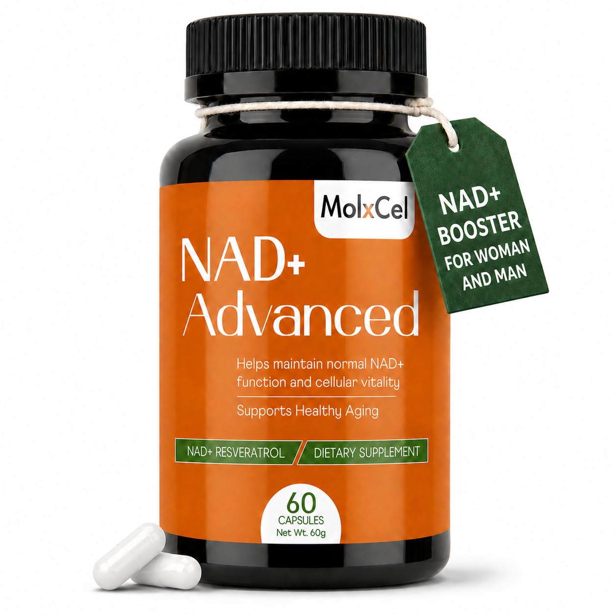 MolxCel Liposomal NAD Supplement with Resveratrol 60 Capsules