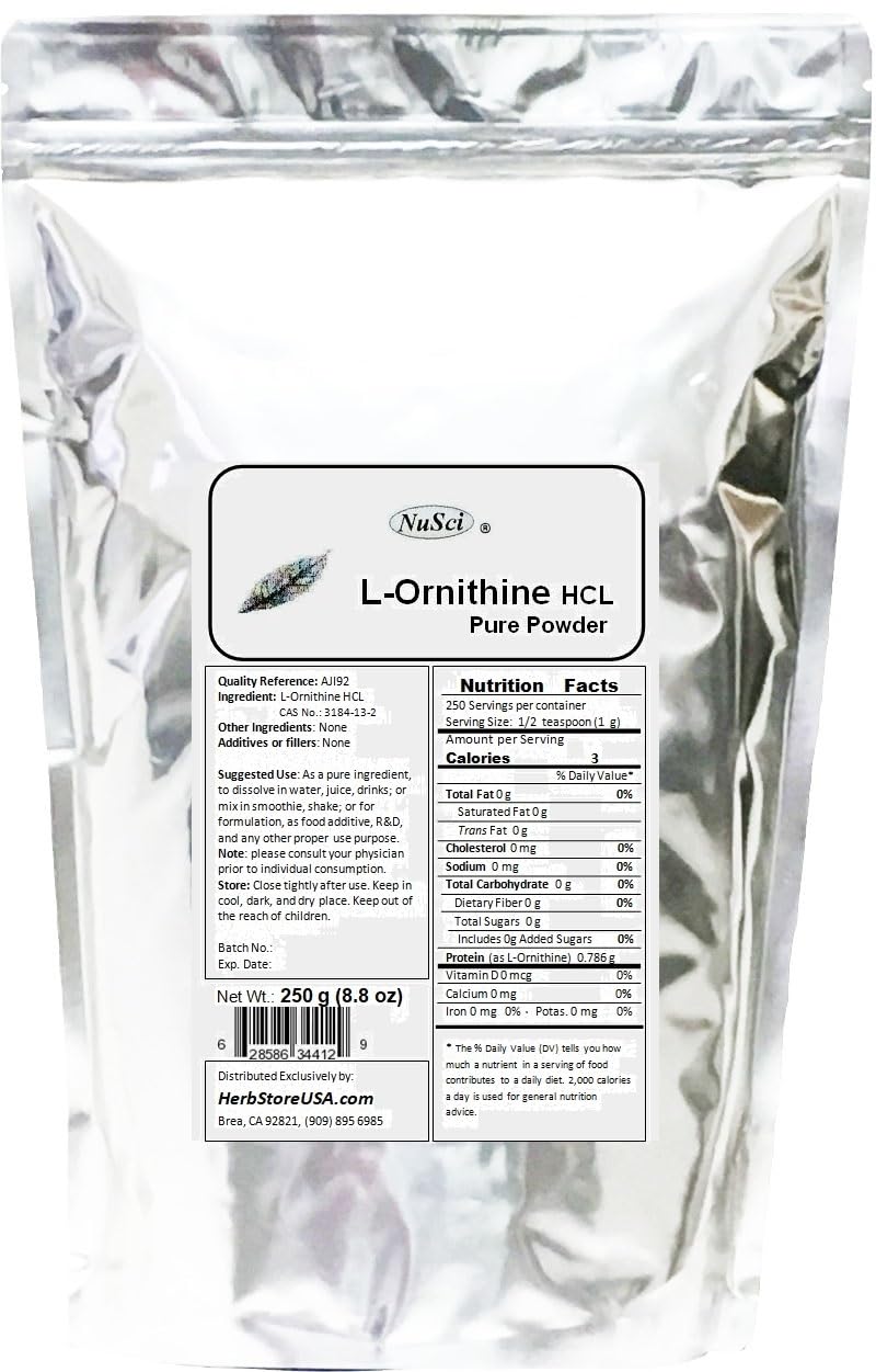 NuSci Pure L-Ornithine Powder, 8.8 oz